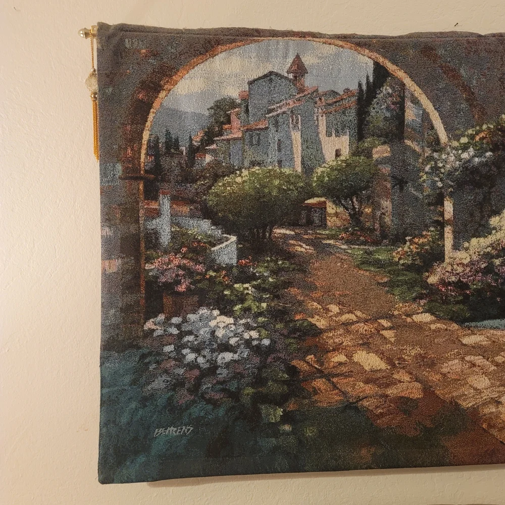 Scenic Tapestry Wall Art with Archway Design